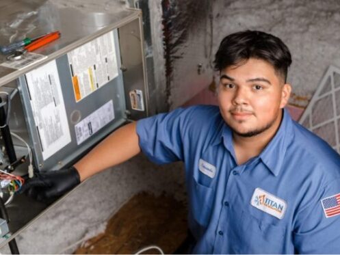 Titan Technician Installing Furnace in Fort Worth, TX